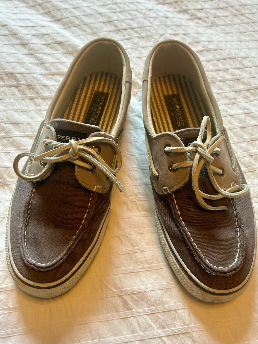 Sperry Men’s  Gray Canvas Two-Tone Boat Shoes